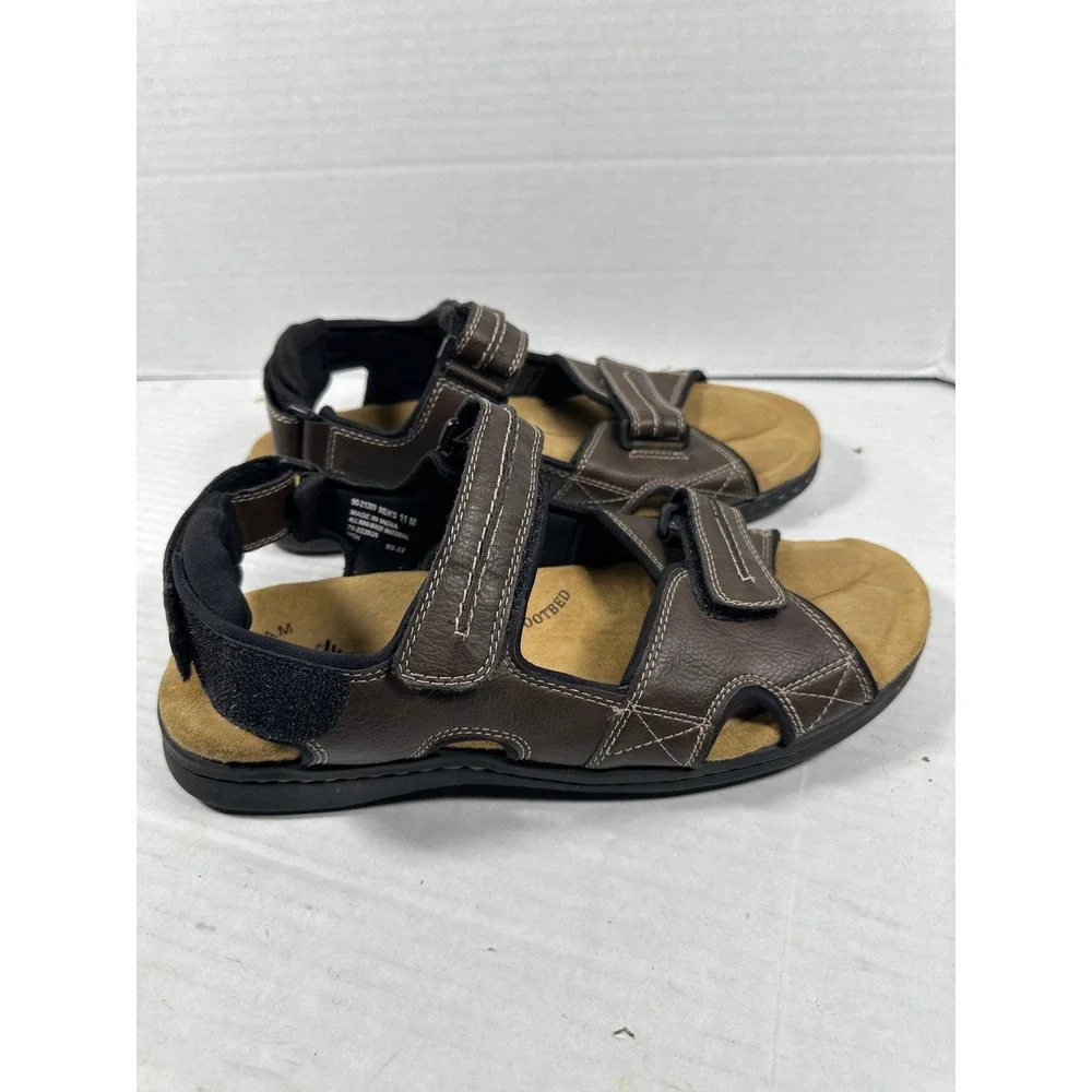 Dockers Fusion Brown Leather Adjustable Triple Strap Sport Sandals Mens 11‎ M